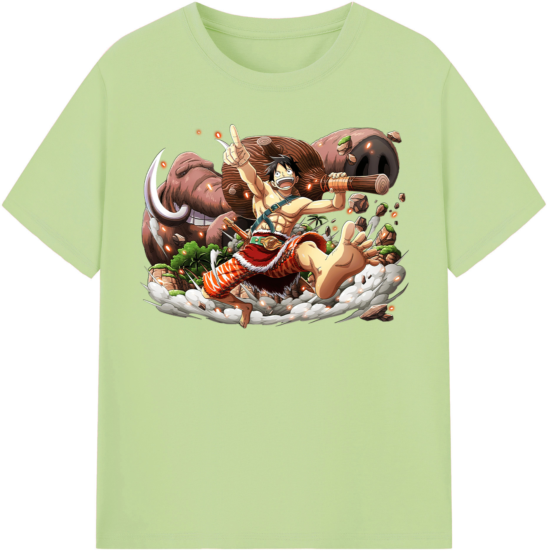 ワンピース モンキー・D・ルフィ ONE PIECE Monkey D. Luffy 綿100％半袖Tシャツ（フロントプリント）